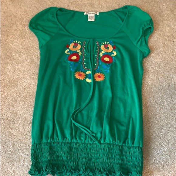 Vintage! Green floral embroidered top - Picture 2 of 6